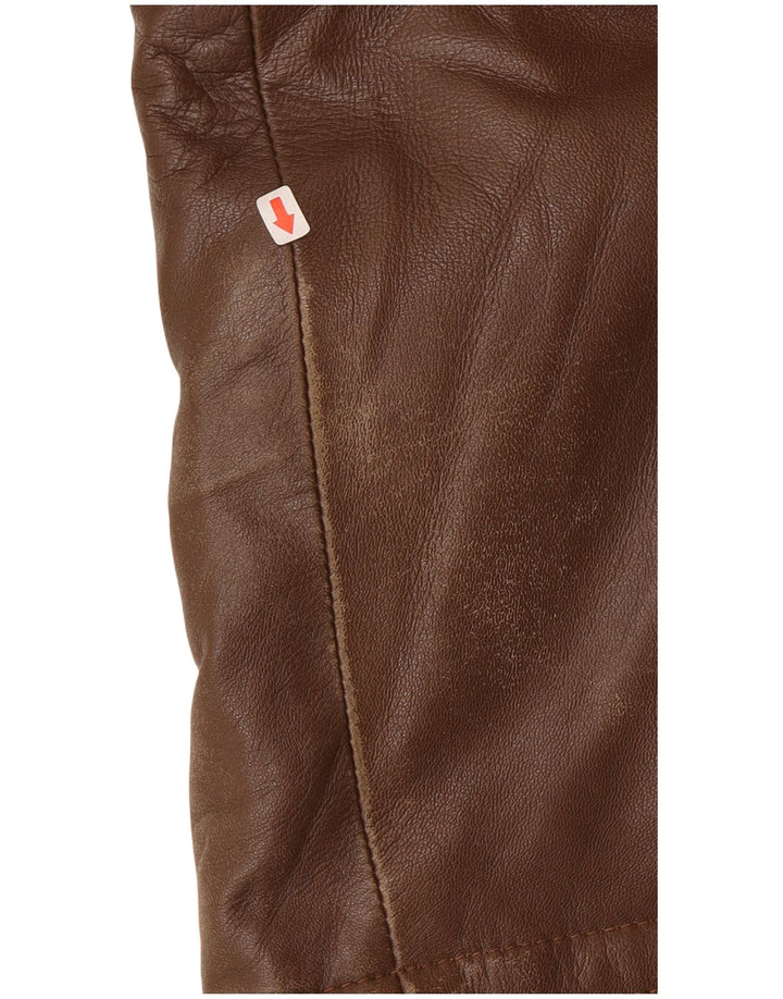 Casaco de couro feminino vintage IT 46 grande couro marrom