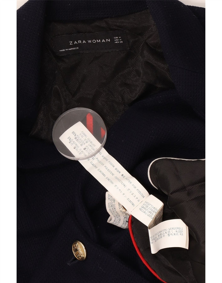 Jaqueta blazer feminina Zara com 1 botão Reino Unido 12 poliéster azul marinho médio