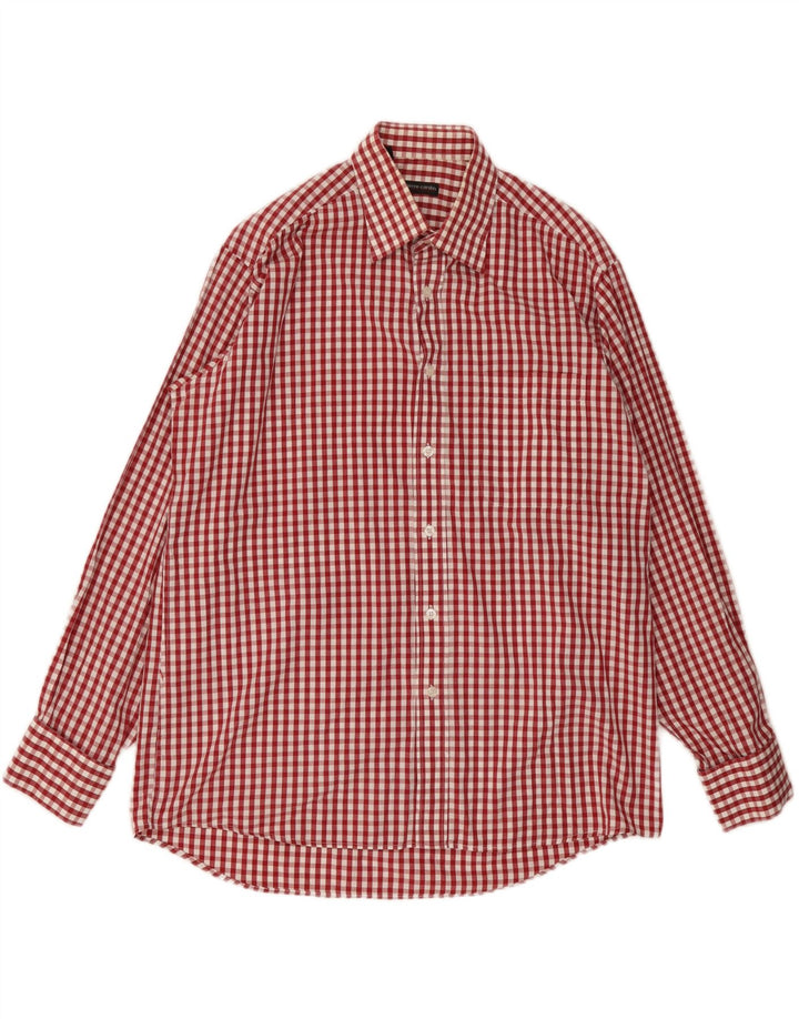 Camisa masculina Pierre Cardin tamanho 41 16 grande algodão vermelho guingão