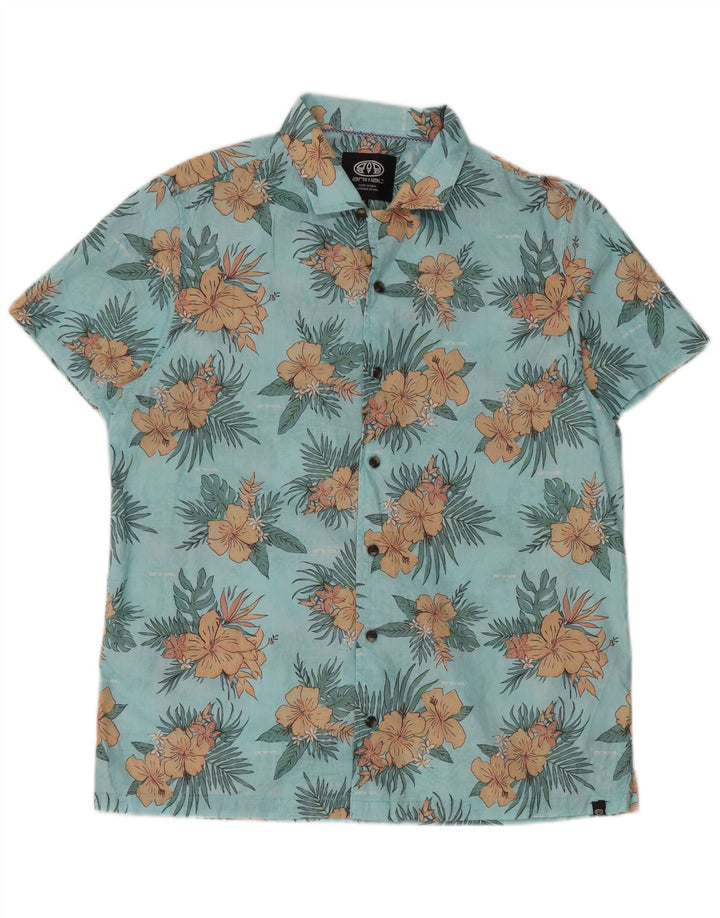 Camisa Masculina Animal Manga Curta Azul Médio Floral
