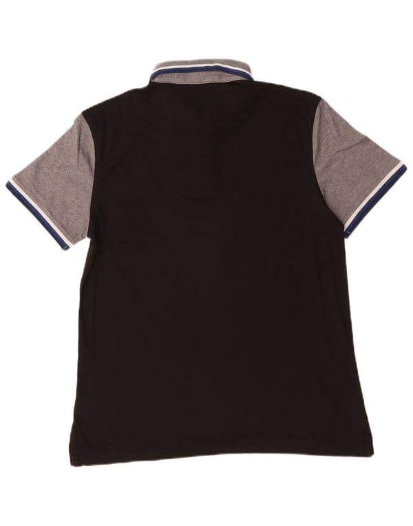 Camisa polo masculina Calvin Klein Slim Fit média preta de algodão colorblock
