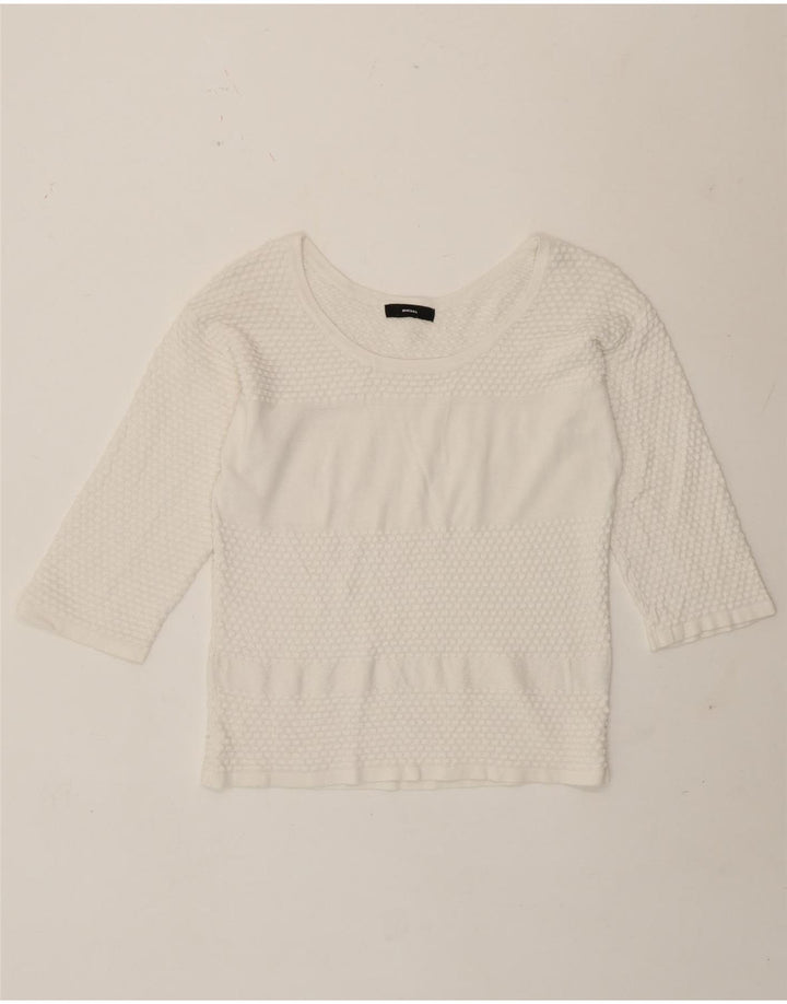 Top feminino Diesel manga 3/4 UK 12 médio branco