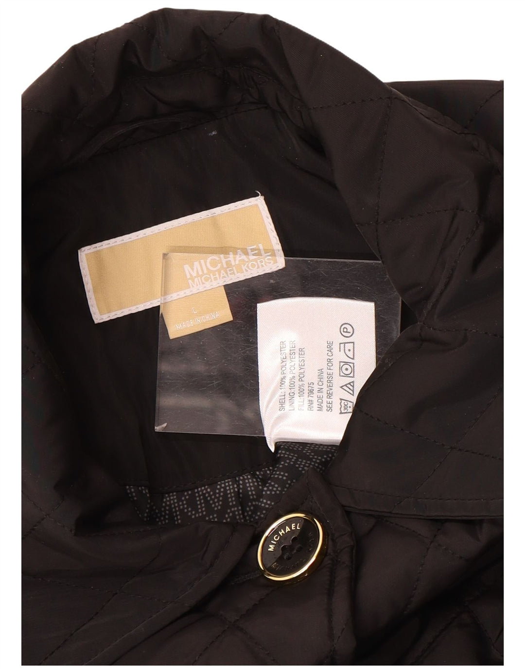 Sobretudo acolchoado feminino Michael Kors Reino Unido 16 grande poliéster preto