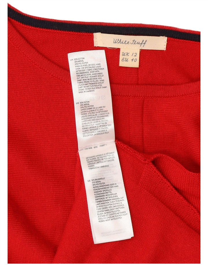 Suéter feminino com gola canoa White Stuff UK 12 algodão vermelho médio