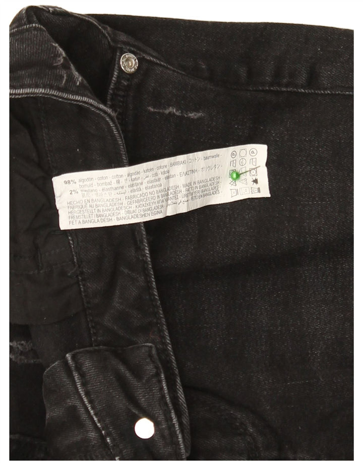 Zara Jeans feminino slim desgastado EU 40 médio W30 L27 algodão preto