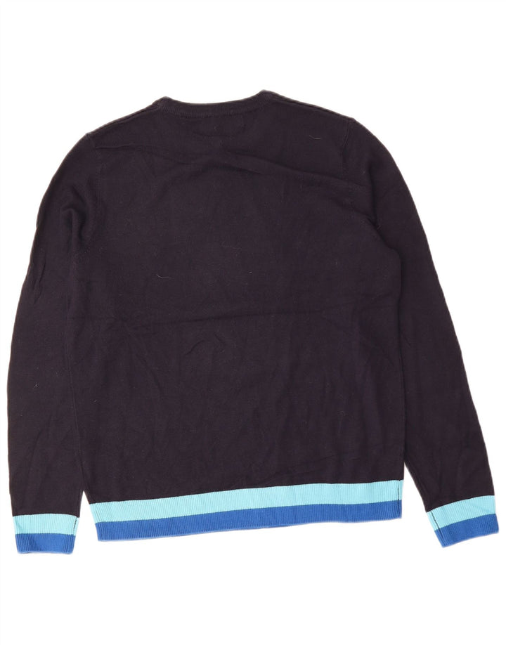 Suéter masculino MARKS & SPENCER com gola redonda grande azul marinho