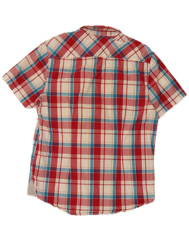 Camisa masculina de manga curta Napapijri grande algodão xadrez vermelho