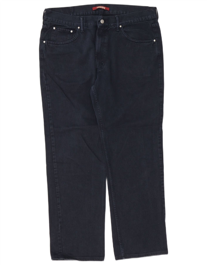 Carrera Mens Straight Jeans W38 L30 Azul Marinho Algodão