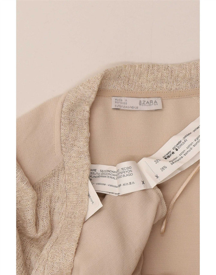 Top túnica oversized feminino Zara UK 10 pequeno poliéster bege