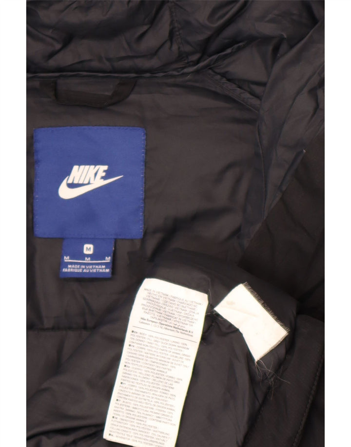 Jaqueta acolchoada com capuz masculina Nike UK 38 poliéster preto médio