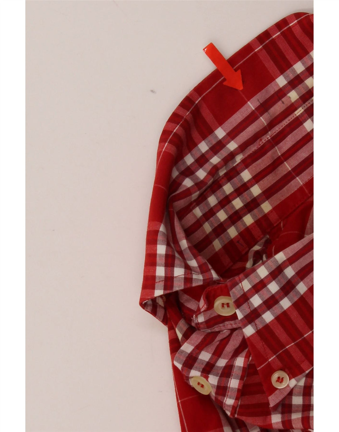 Camisa masculina Wampum grande xadrez vermelha de algodão