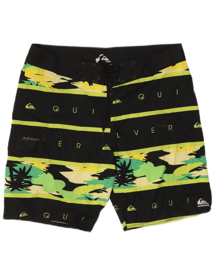Quiksilver Shorts de natação masculino gráfico grande poliéster listrado preto