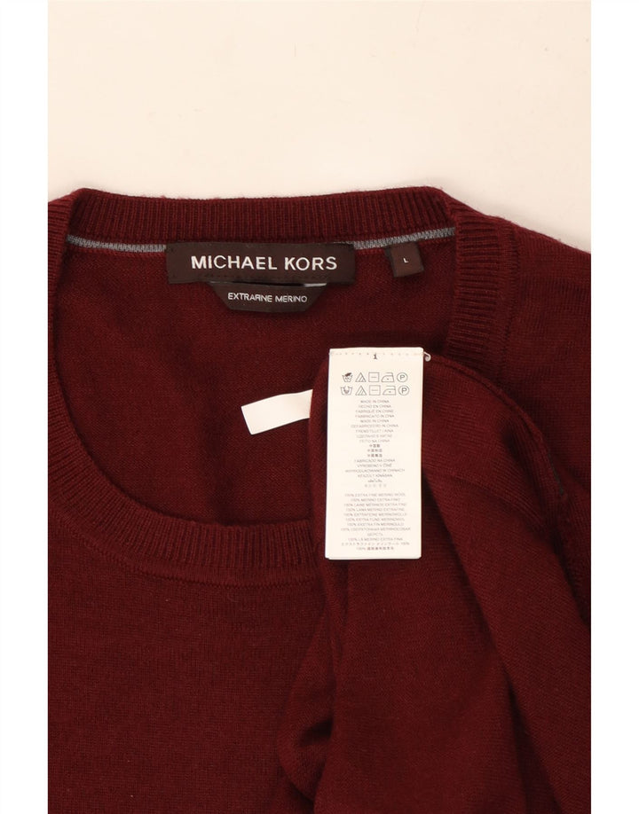 Suéter masculino MICHAEL KORS com gola redonda, grande lã cor de vinho