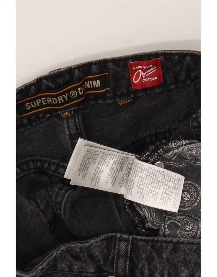 Shorts jeans feminino Superdry W29 algodão geométrico cinza médio