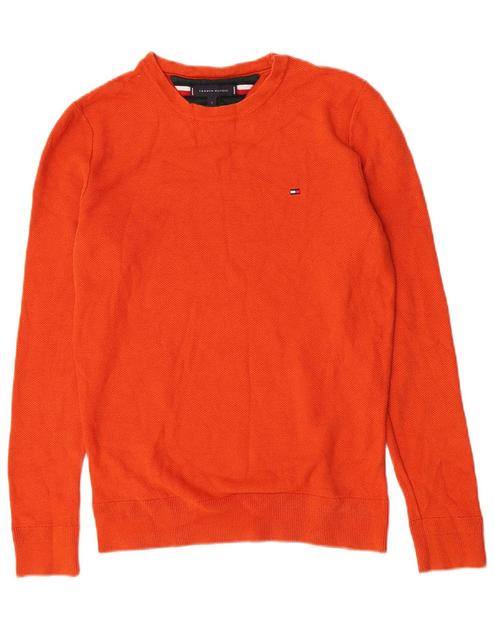 Tommy Hilfiger Suéter masculino com gola redonda pequeno laranja