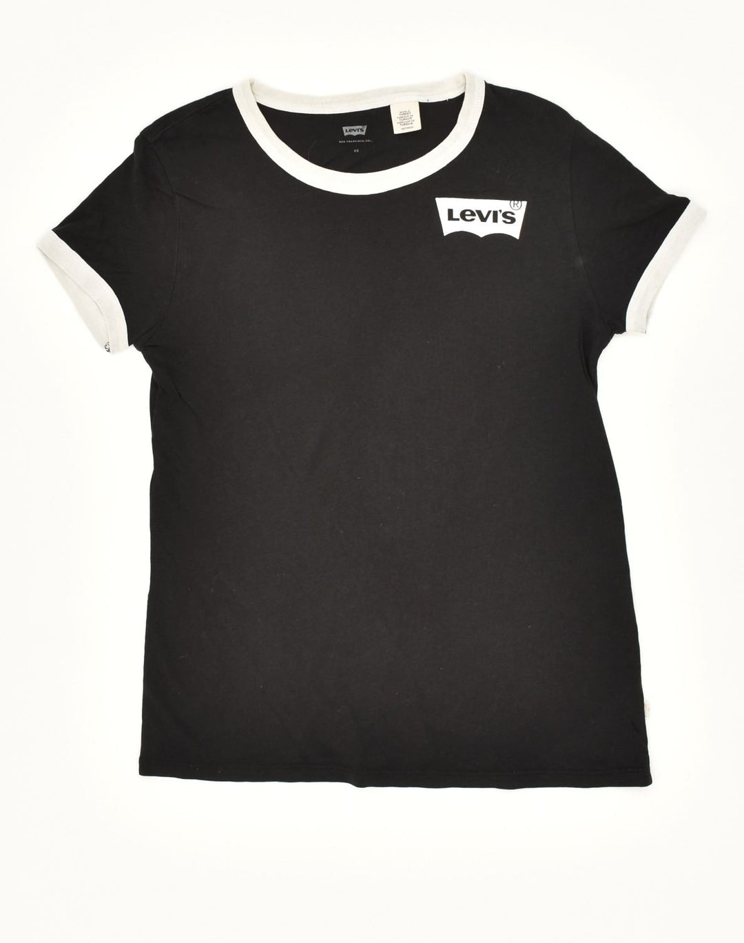 LEVI'S Womens T-Shirt Top UK 4 XS Black Cotton | Vintage Levi's | Thrift | Second-Hand Levi's | Used Clothing | Messina Hembry 