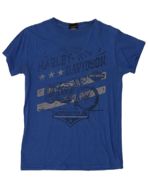 Camiseta gráfica masculina Harley Davidson Top pequena motocicleta azul