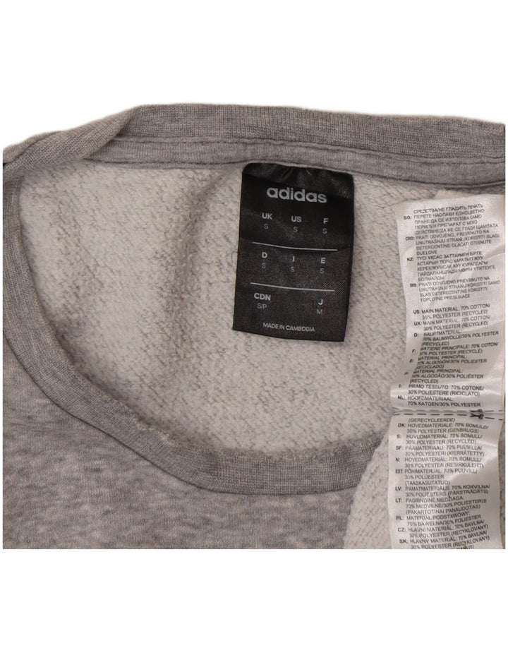 Adidas masculino moletom gráfico jumper pequeno algodão manchado cinza