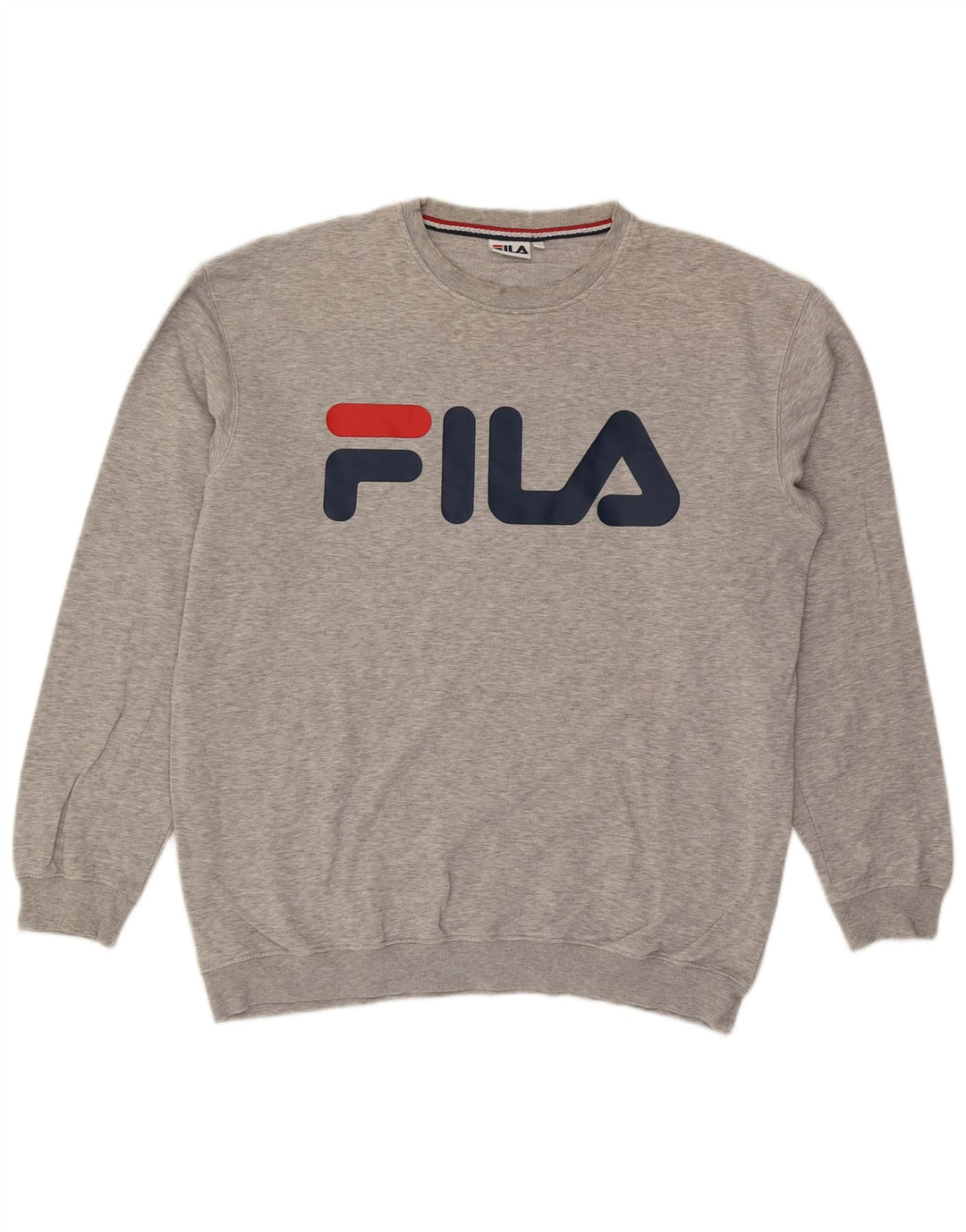 FILA Suéter gráfico masculino grande algodão cinza