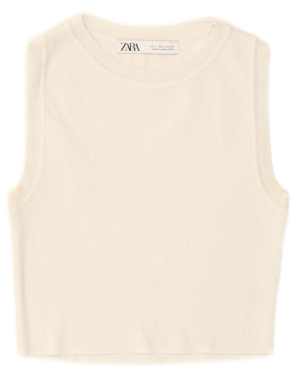 Zara Womens Crop Vest Regata Reino Unido 8 Pequeno Off White