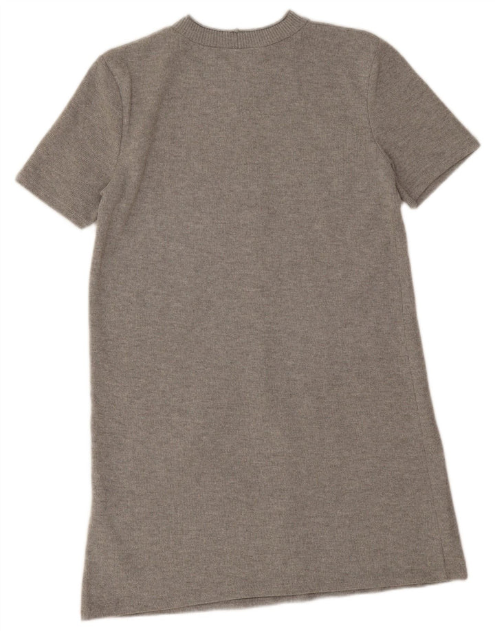 Vestido jumper feminino Zara de mangas curtas Reino Unido 14 poliéster cinza médio