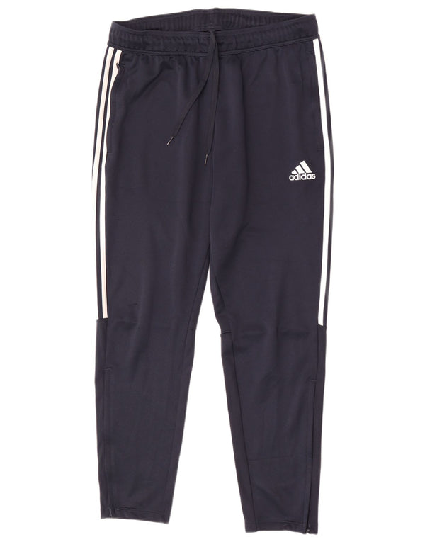 Calça de treino masculina Adidas grande poliéster azul marinho