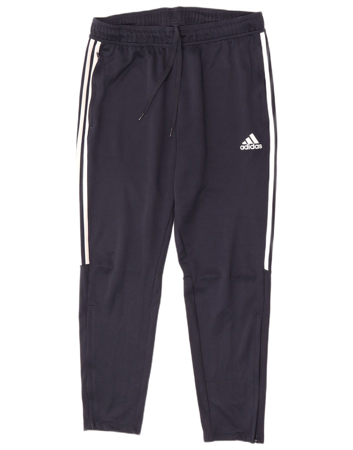 Calça de treino masculina Adidas grande poliéster azul marinho