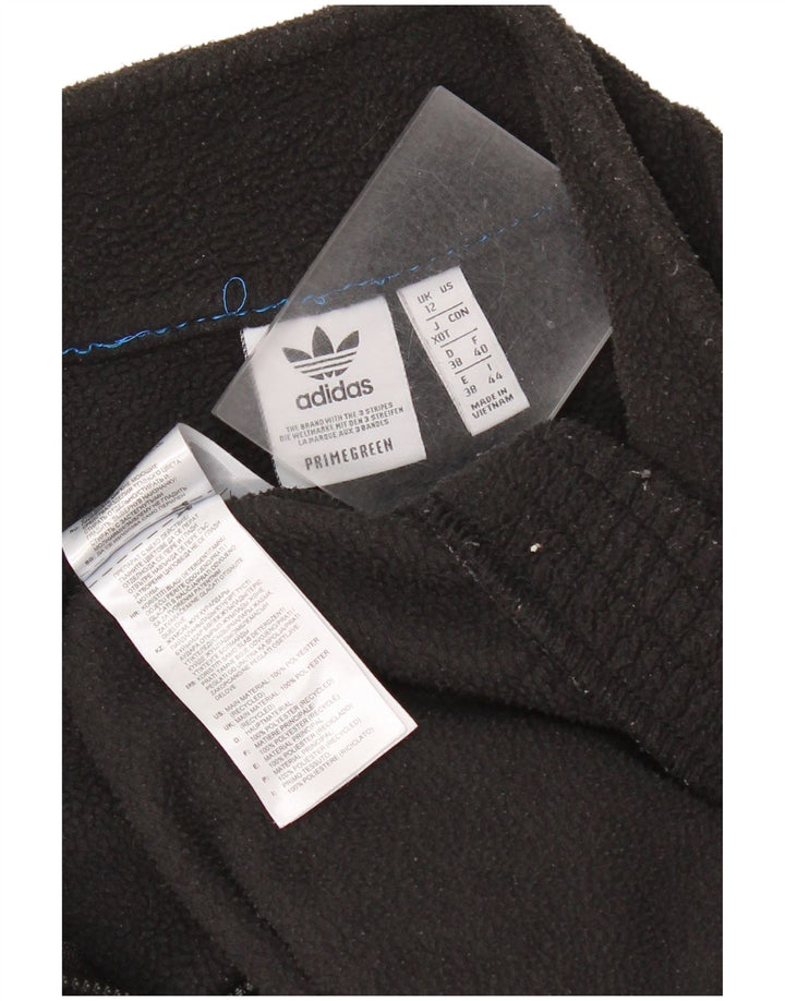 Suéter de lã superdimensionado com zíper e gola Adidas feminino Reino Unido 12 poliéster preto médio