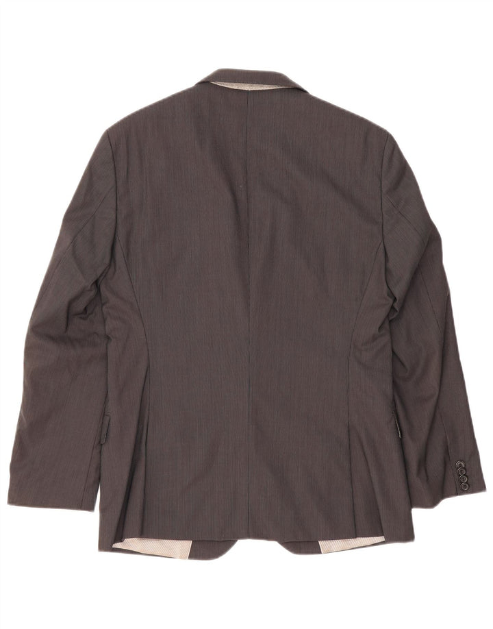 Jaqueta blazer masculina Hugo Boss com 2 botões UE 46 pequena lã cinza