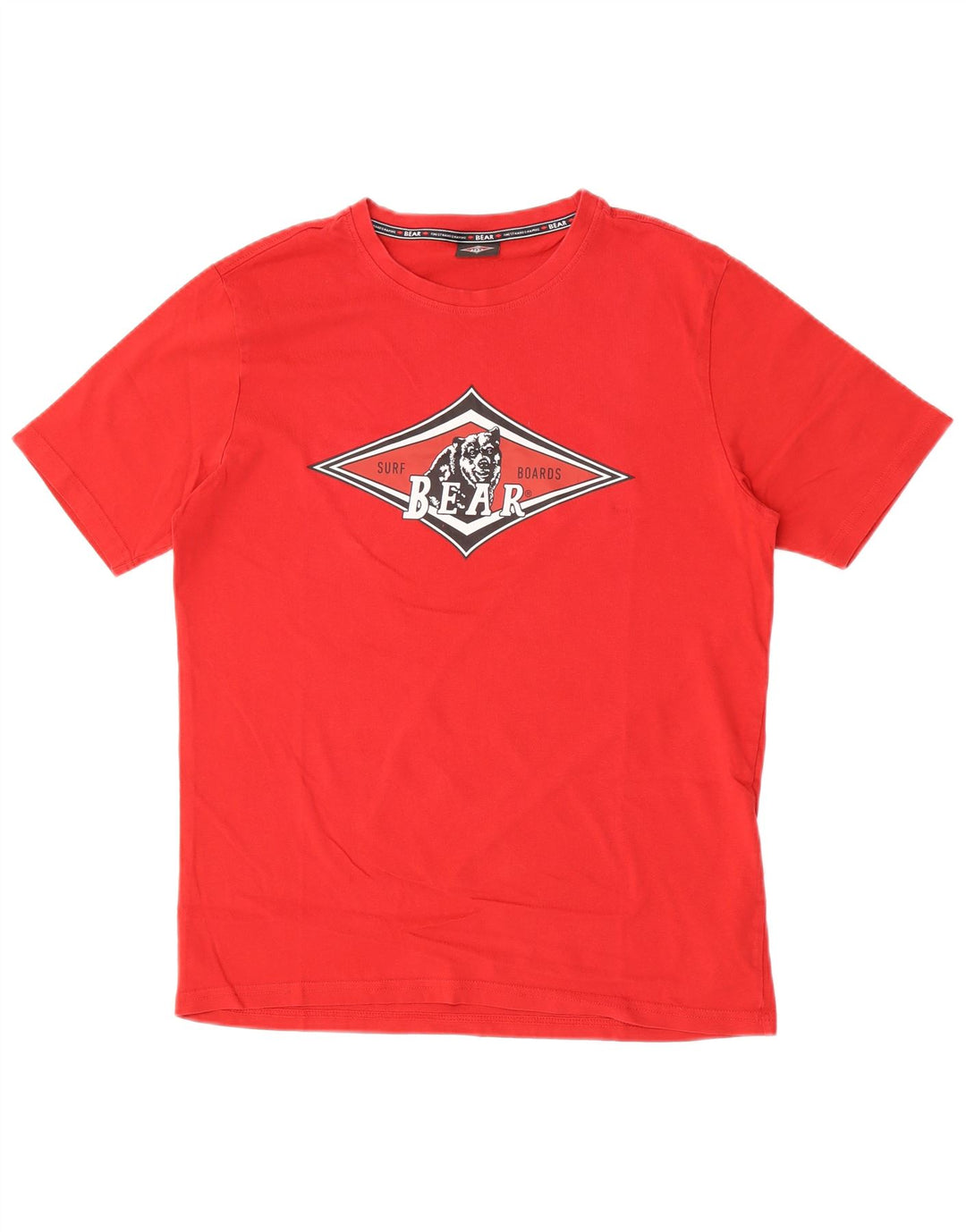 Camiseta masculina gráfica Bear médio algodão vermelho