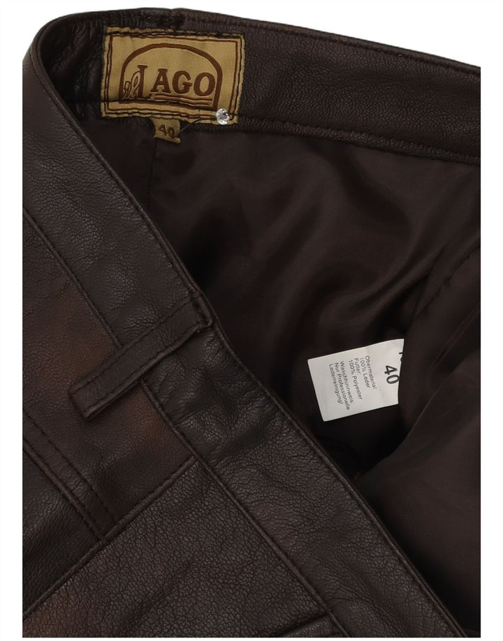 Calça masculina de couro fino il Lago IT 48 médio W30 L32 couro marrom