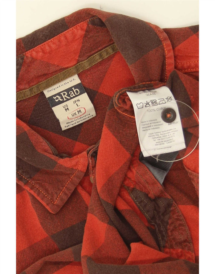Camisa masculina de flanela Rab, algodão guingão vermelho médio