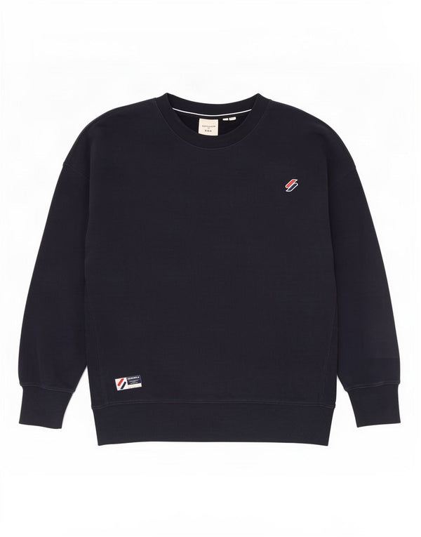 Superdry moletom masculino solto ajuste jumper médio algodão azul marinho