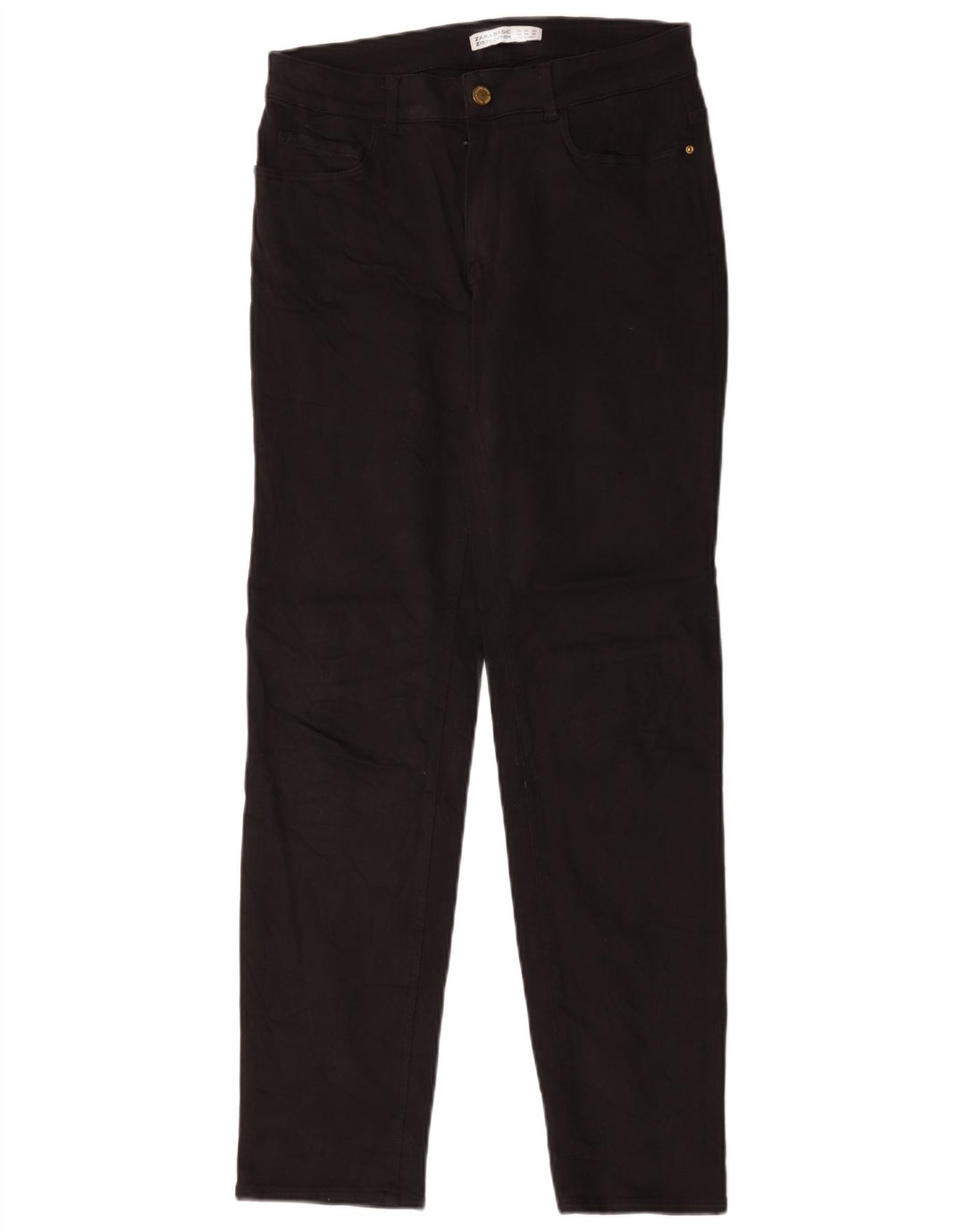 Calça jeans reta feminina Zara EU 40 médio W30 L30 algodão preto