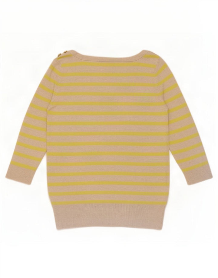 Blusa feminina manga 3/4 Gap UK 12 listrada bege média