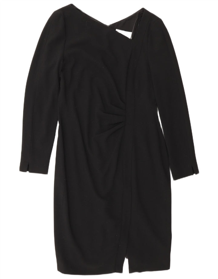 L.K. Vestido feminino Bennett com bainha de manga comprida Reino Unido 14 grande poliéster preto