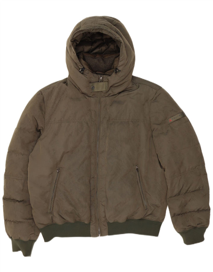 Jaqueta masculina acolchoada com capuz PEUTEREY UK 46 3XL poliéster cáqui