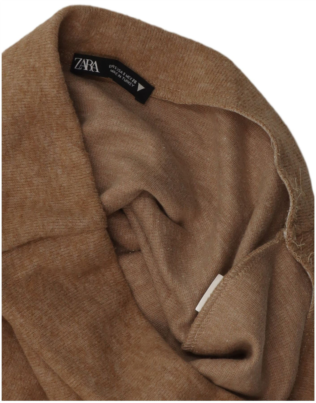 Saia midi feminina Zara em malha de cintura alta pequena W26 bege