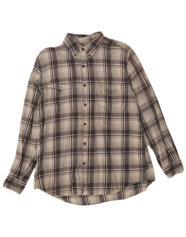 Camisa masculina de flanela Chaps grande algodão xadrez cinza