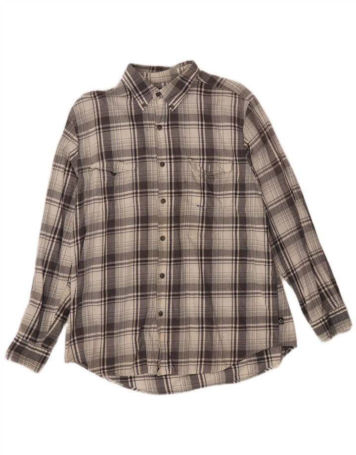 Camisa masculina de flanela Chaps grande algodão xadrez cinza