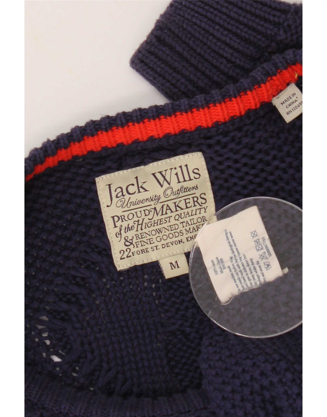 Jack Wills Suéter masculino com gola canoa de algodão azul marinho médio