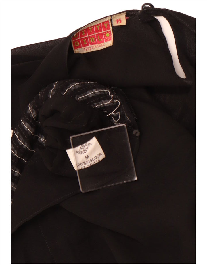 Blusa feminina sem mangas WITTY GIRL, viscose listrada preta média Reino Unido 14