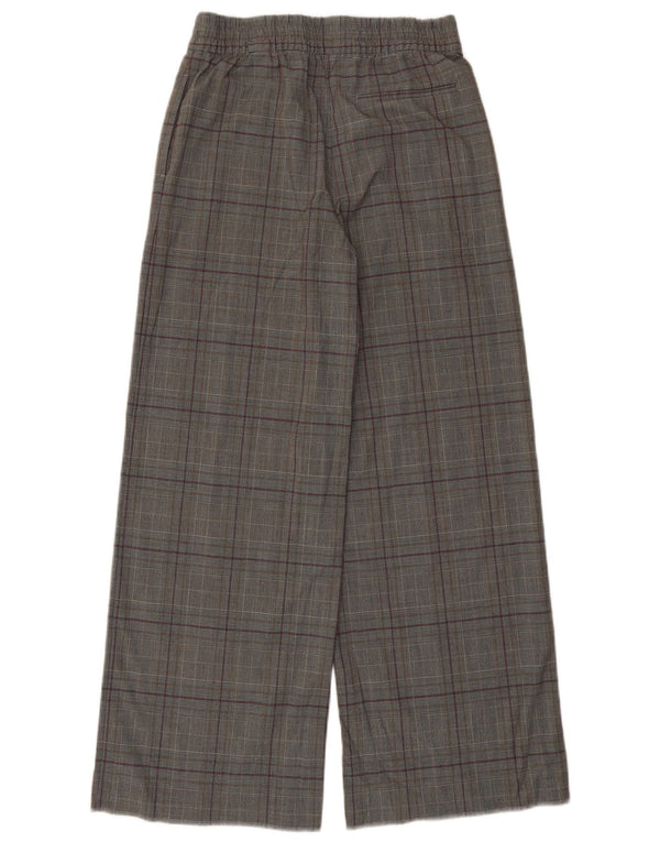 Calça chino feminina Marks & Spencer UK 10 pequena W26 L28 xadrez cinza