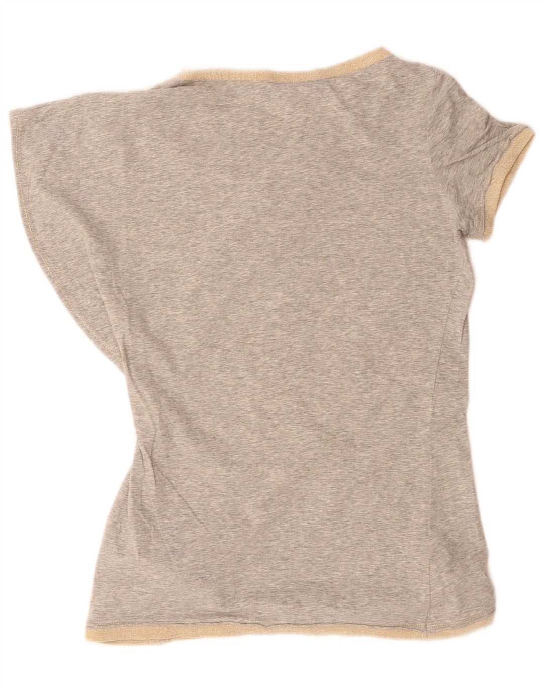 LIU JO Camiseta feminina gráfica Top IT 44 algodão manchado cinza médio