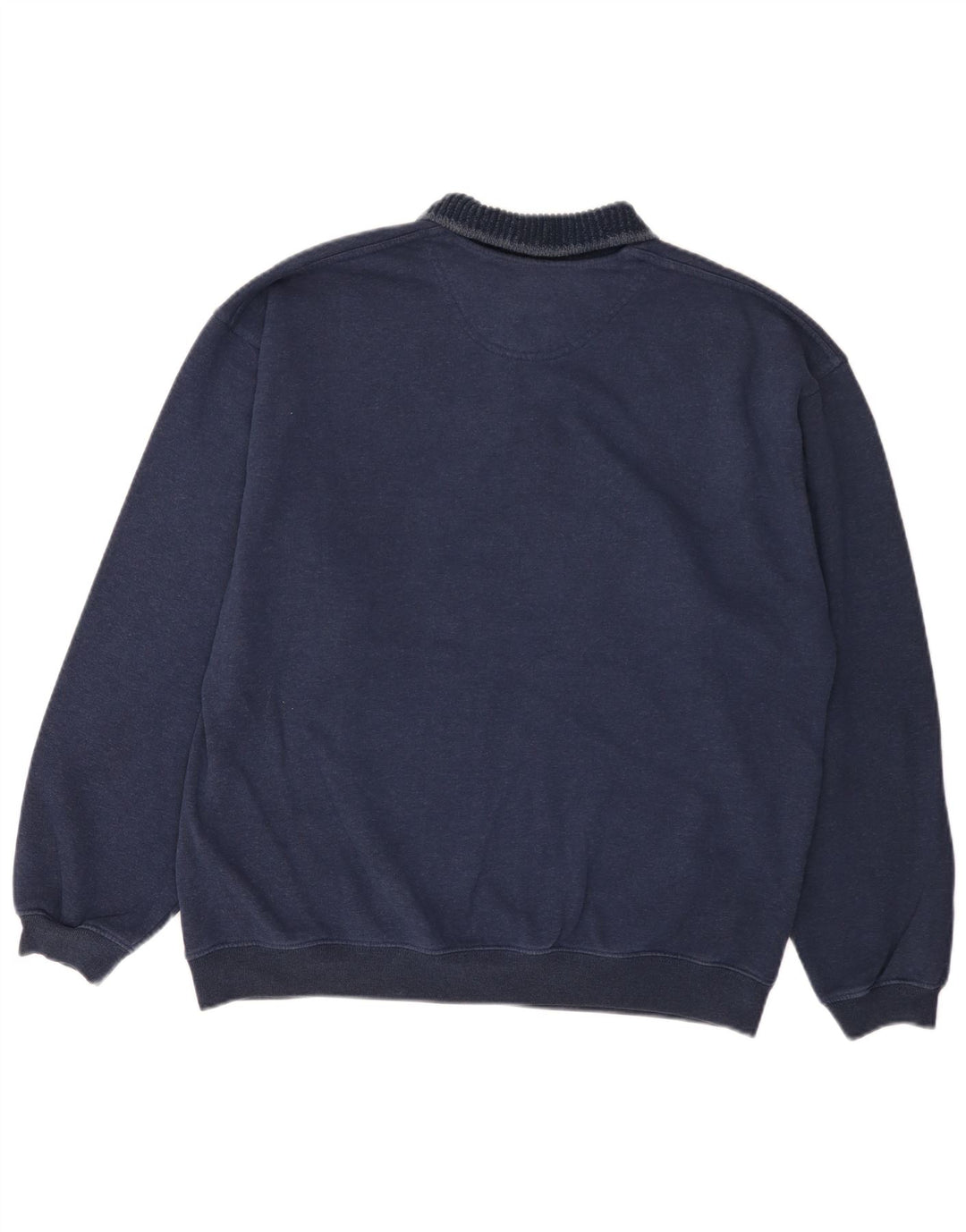 Suéter masculino Marks & Spencer com gola polo grande listrado azul marinho