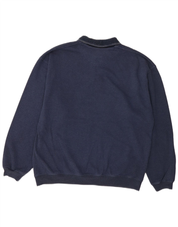 Suéter masculino Marks & Spencer com gola polo grande listrado azul marinho