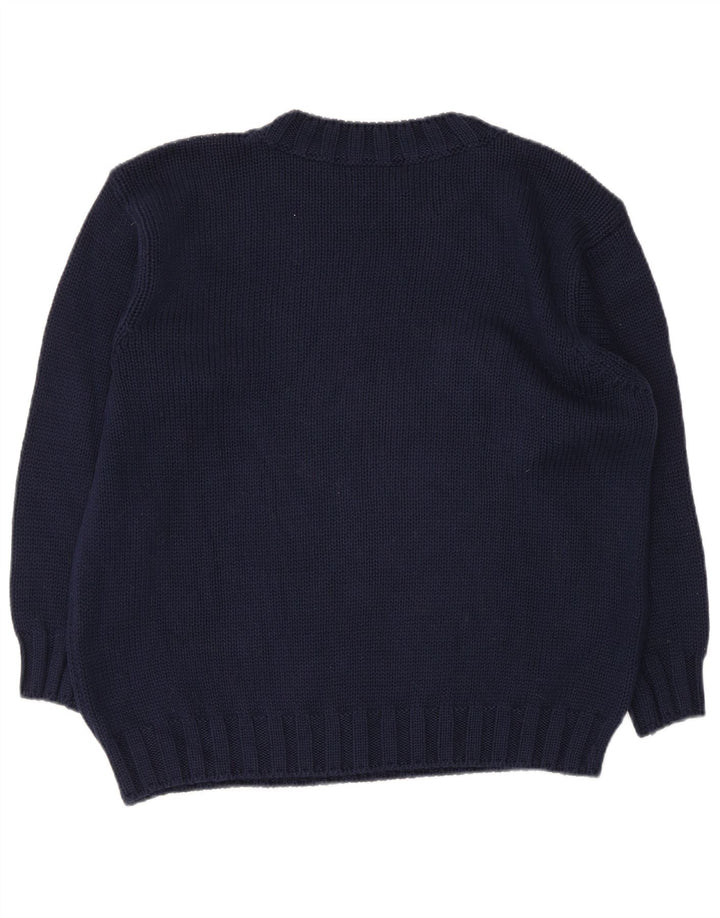 Suéter feminino Benetton com gola redonda IT 42 médio azul marinho floral
