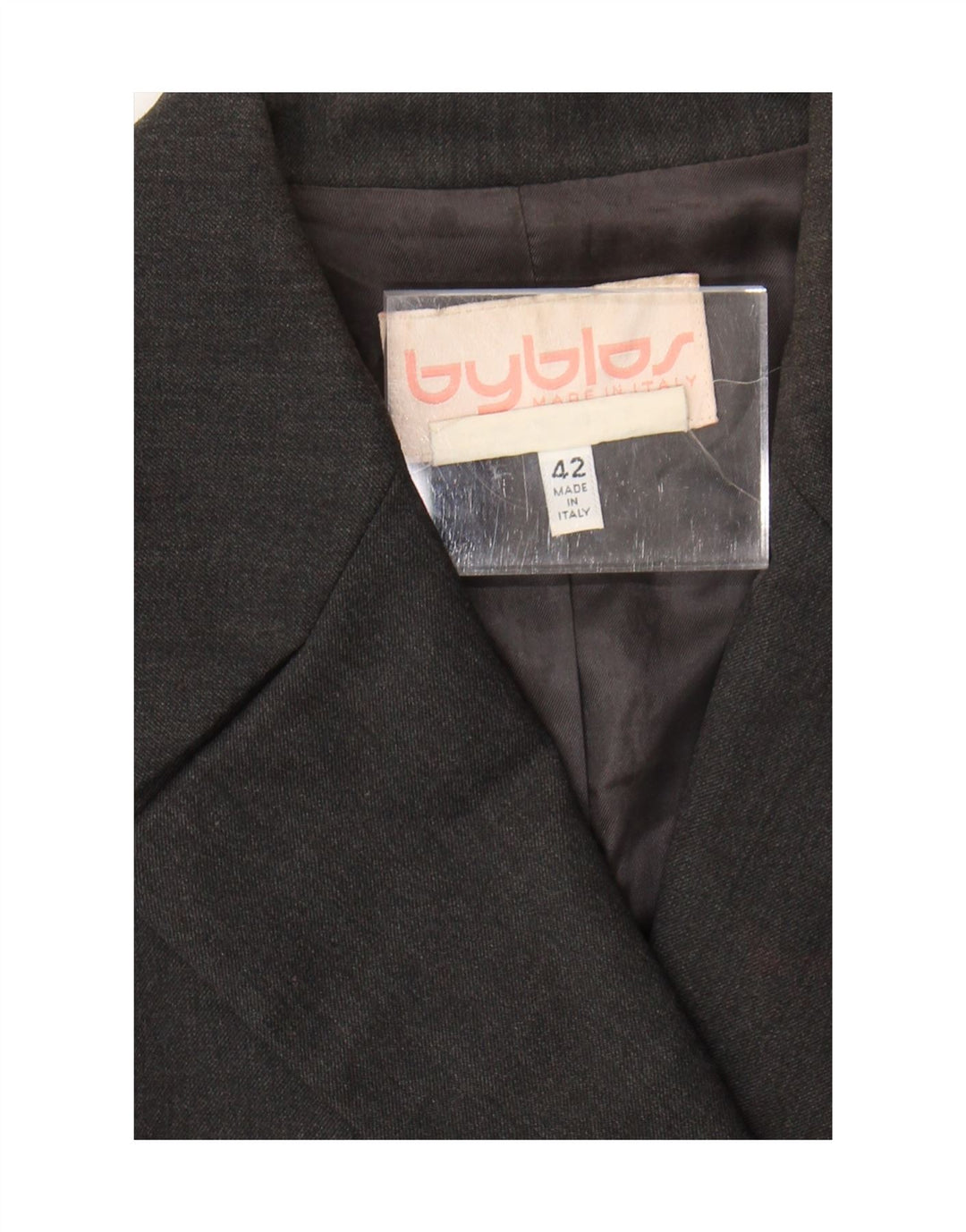Jaqueta blazer feminina Byblos com peito duplo IT 42 lã cinza médio