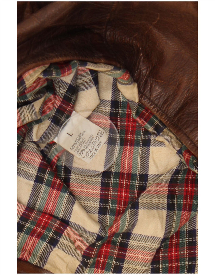 Jaqueta feminina de couro superdimensionada Americanino Reino Unido 16 grande couro marrom