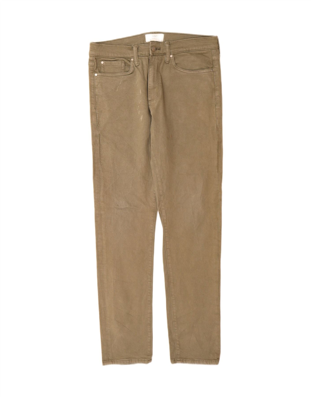 Marks & Spencer Mens Jeans Slim W32 L33 Algodão Cáqui